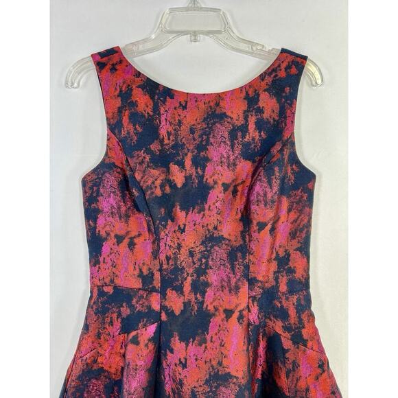 Vera Wang Women’s Jacquard Open Back Fit Flare Dress Dark Romantic Gothic Sz 6 - Picture 2 of 14